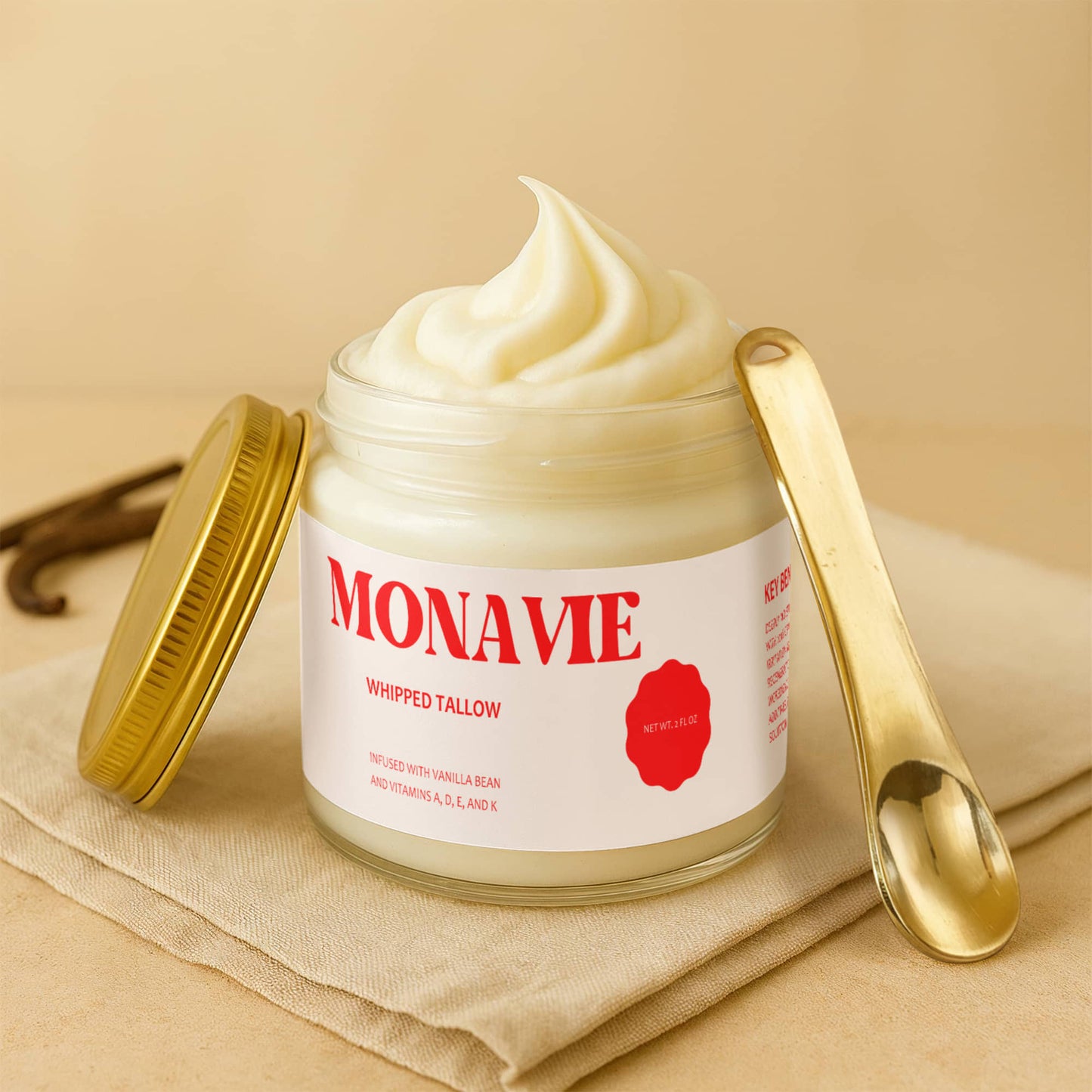 MONAVIE Whipped Grass-Fed Tallow Balm with Vanilla Bean